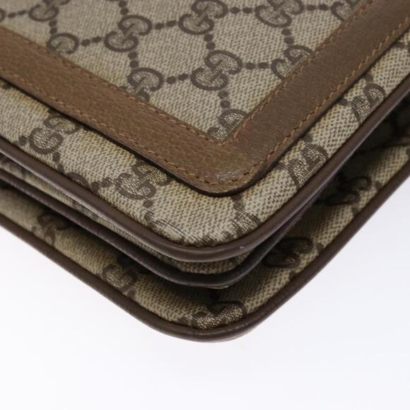 GUCCI GG Supreme Web Sherry Line Shoulder Bag Pvc Beige Gold Red - Picture 11 of 16